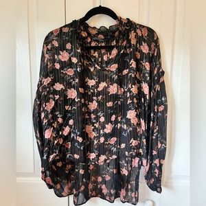 Zara Pink, Gold, Black Blouse
